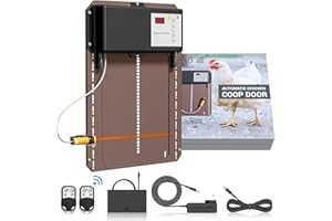 BONN 1949 Automatic Chicken Coop Door Opener (Non-Battery Powered) with Timer & Light Sensor, Anti-Pinch Remote Control Aluminum Electric Chicken Coop Door