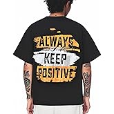Mens Graphic Tees Vintage Oversized T Shirts for Men Letter Print Casual Crewneck Cotton Top Short Sleeve Streetwear, Black