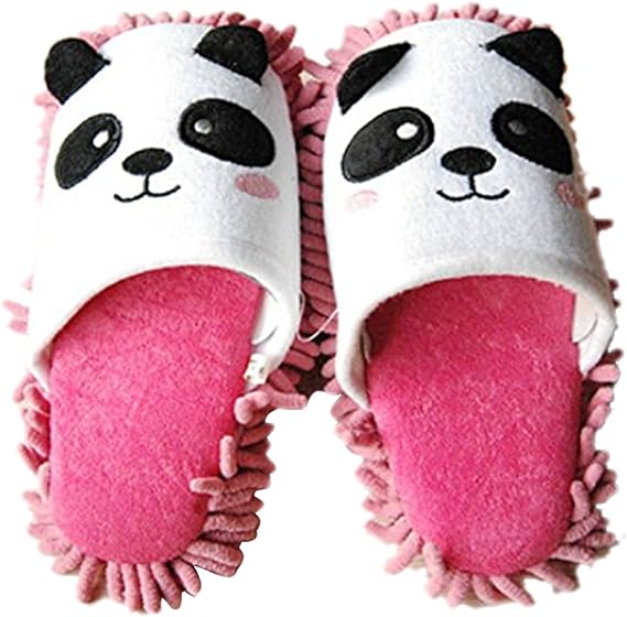 Animal Shaped Plush Fluffy Floor Cleaning Mop Slippers Warm Winter