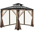 OIPUNSHLE Gazebo Universal Replacement Mosquito Netting, 10'x12' Gazebo Netting Outdoor, 4-Panel Screen Walls for Outdoor Patio with Zipper (Mosquito Net Only) (Brown)