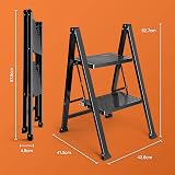VonHaus Slim 2 Step Ladder Anti Slip Steps Feet 150kg Folding Steel Black view 5