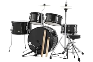 5 Piece Drum Set – Junior Drum Kit with Dual Tom-Toms, Floor Tom, Snare & Bass Drum, Hi-Hat, Cymbal, Pedal, Drumsticks and Se