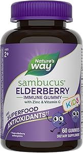 Nature's Way Sambucus Elderberry Immune Gummies for Kids with Black Elderberry Extract, Vitamin C and Zinc, Immune Support Gu