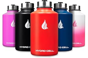 HYDRO CELL Stainless Steel Insulated Water Bottle with Straw - For Cold & Hot Drinks - Metal Vacuum Flask with Screw Cap and Modern Leakproof Sport Thermos for Adults (Mandarin 64oz)