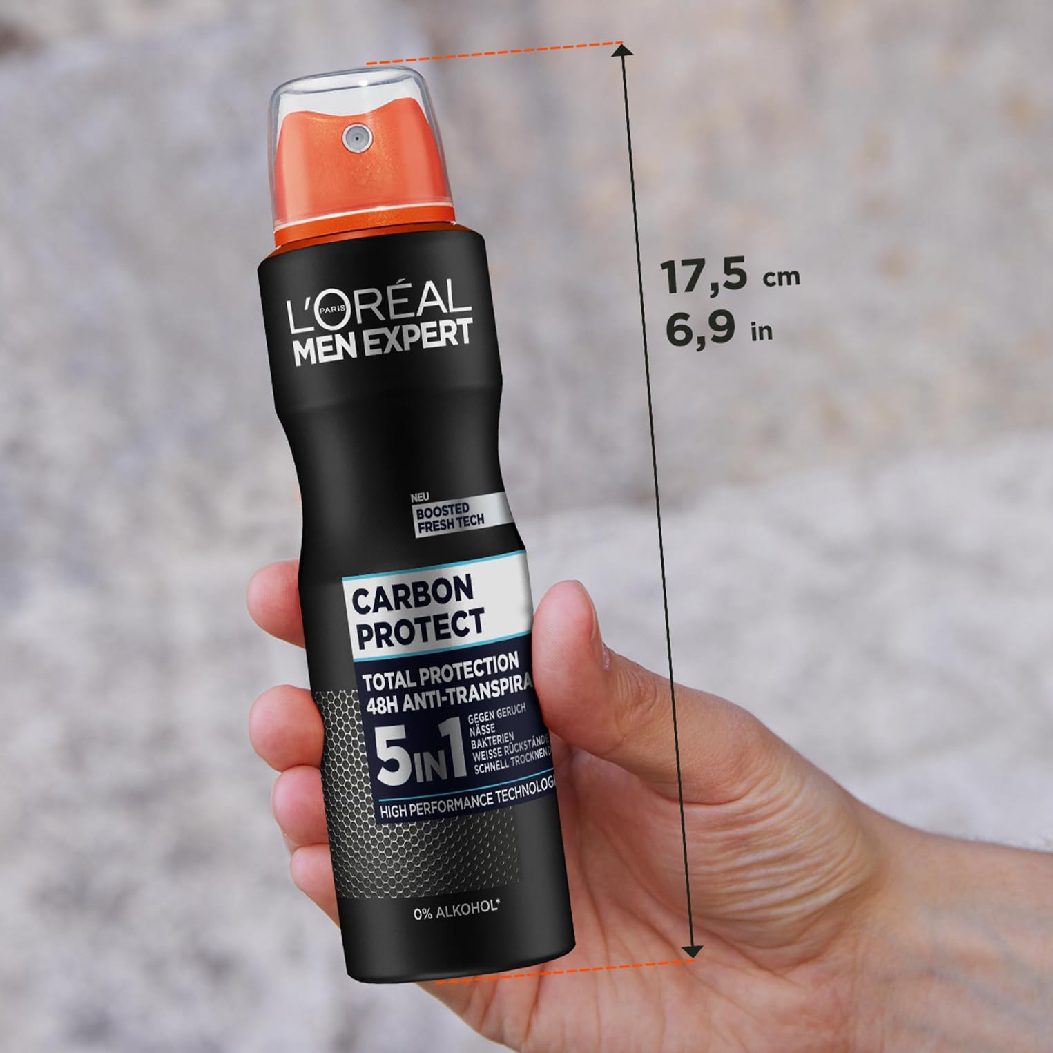 L'Oréal Men Expert Deo für Männer, 5-in-1 Deospray gegen Geruchsbildung, Nässe, Bakterien und weiße Rückstände für bis zu 48 Stunden Frische, Carbon Protect, 6 x 150 ml 5