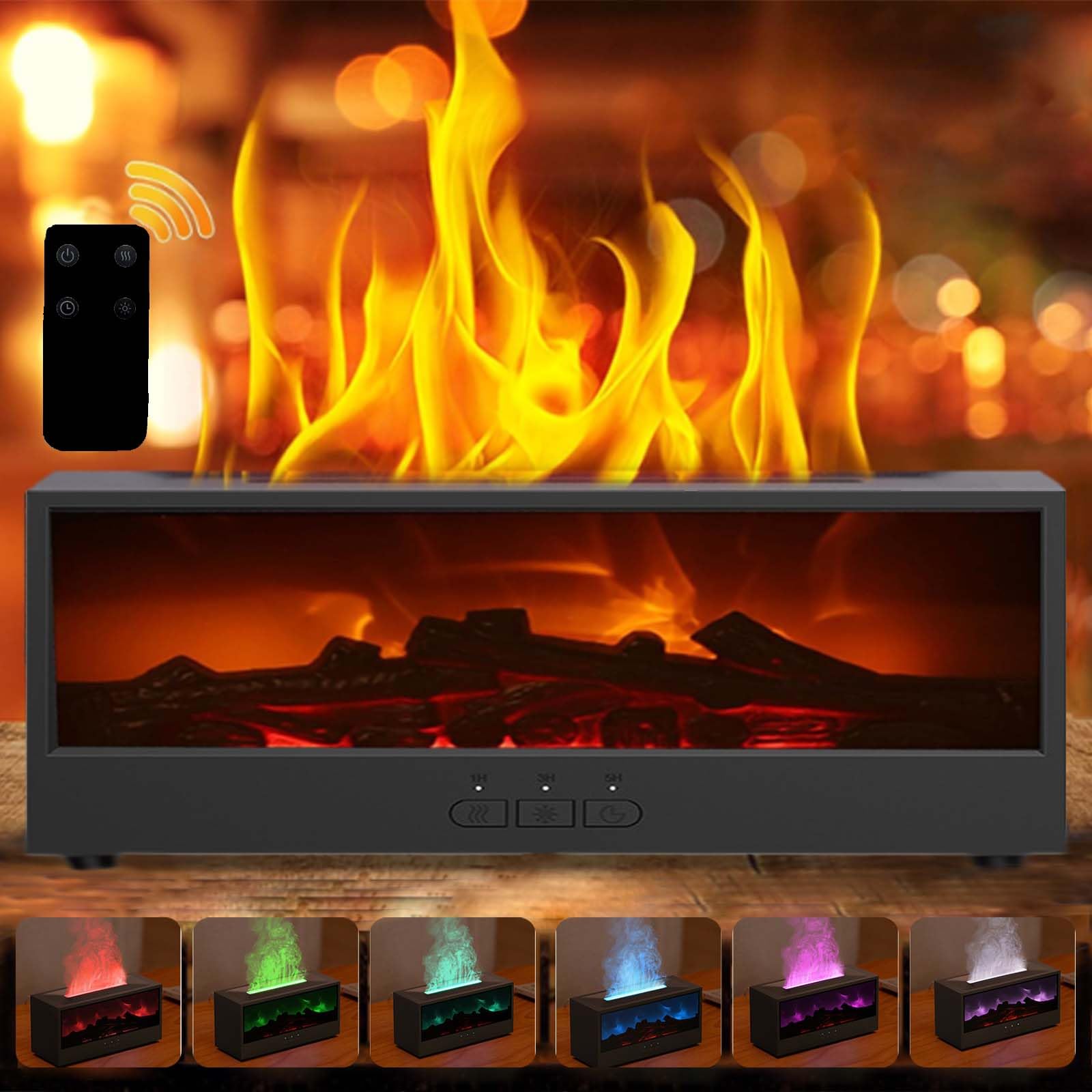 Photo 1 of **MISSING CHARGER AND OIL** Windyupon Fireplace Essential Oil Diffuser & Humidifier with 7-Color Changing Flame, 150ML Oil Aromatherapy Diffuser with 3 Timer Modes, Auto-Off - Fireplace-Style Decor for Home, Office, Yoga, Spa
