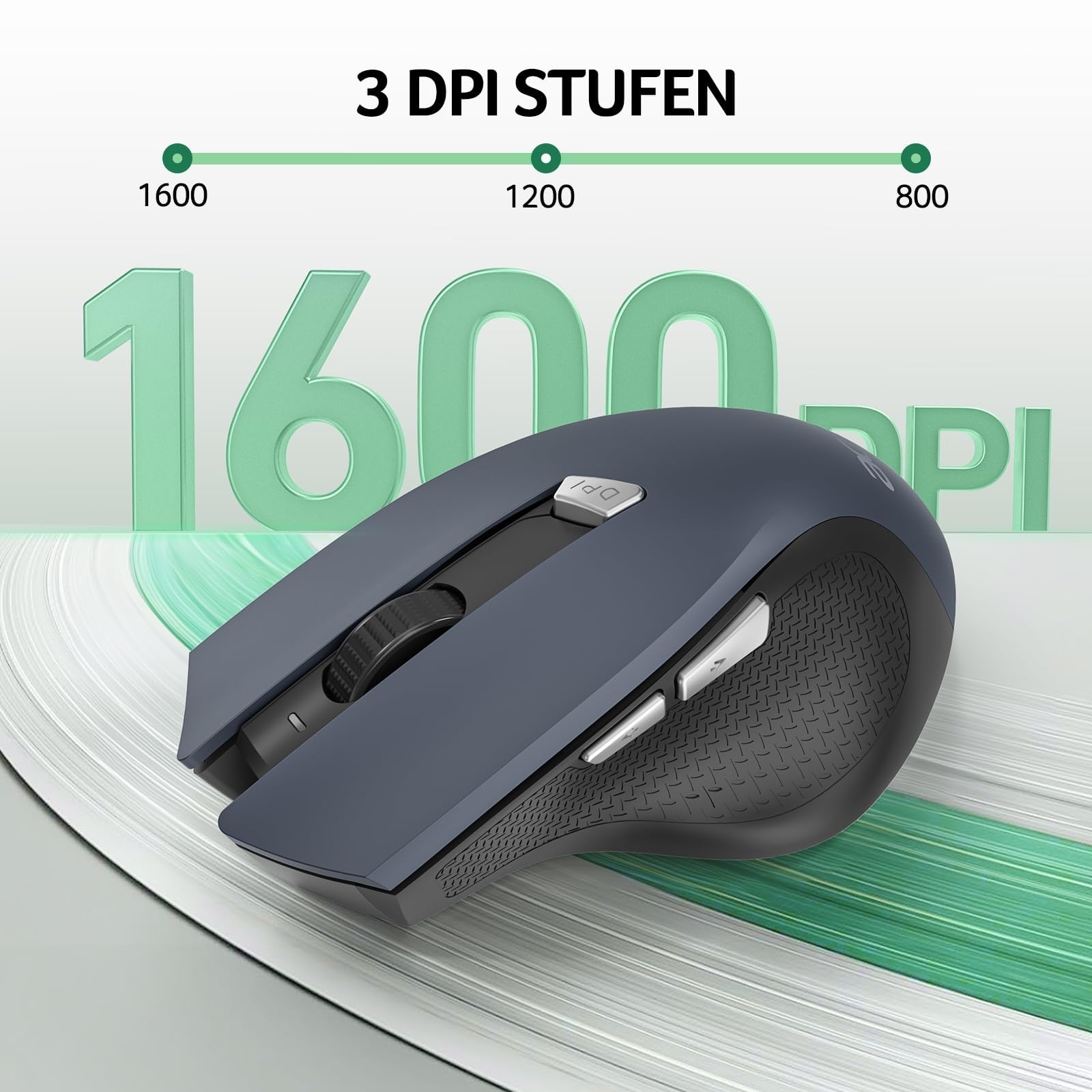 acer Maus Kabellos, 2.4GHz 1600 DPI Funkmaus, 3 Einstellbare DPI Wireless Mouse mit 6 Tasten, Batteriebetriebene Kabellose Maus für Laptop, PC und MacBook, Empfohlen für Rechtshänder 3