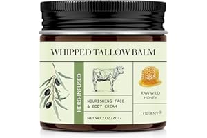 LOPIANY Beef Tallow for Skin, Beef Tallow and Honey Balm, All-Natural Moisturizer Nourishes and Hydrates the Skin Face Body, Grass Fed Whipped Tallow Honey Balm with Honey 60ml