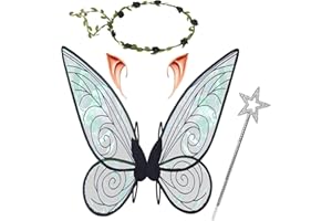 Vnoeom Fairy Wings, 4Pcs Black Butterfly Wings Set,Halloween Costume Fairy Wings