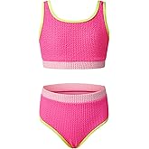 blibean Tween Girls Swimsuits Two Piece Colorblock Bikini Sets with Chest Pad Size 6-15 Years