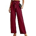 IWOLLENCE Women's Wide Leg Pants with Pockets High Waist Adjustable Knot Loose Casual Trousers Business Work Casual Pants
