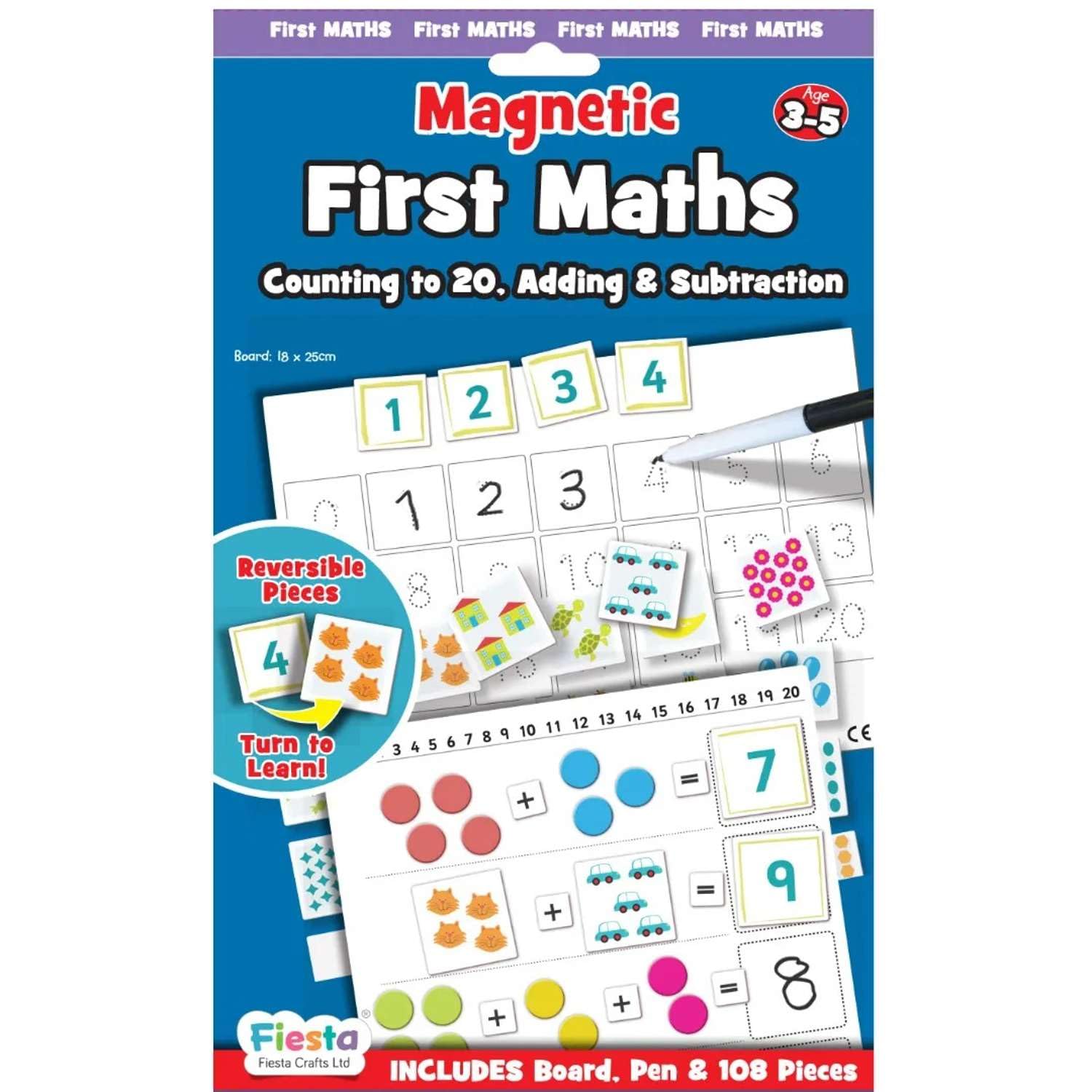 Magnetic First Maths Set by Fiesta Crafts - Magnetic Numbers and Activities For Faster Learning - Use on Magnetic Board or on the Fridge - Learn To Count, Add and Subtract, Solve Simple Sums