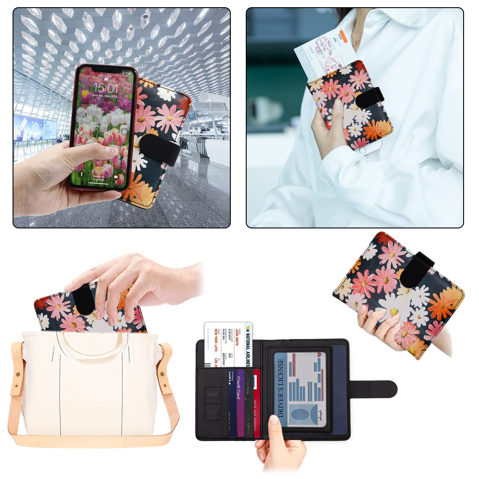 Melsbrinna Rfid Passport Holder for Travel women/Men, Cute Passport Wallet Rfid Blocking Card Slots, Rfid Passport Cover/CaseTravel Wallet, Passport Book Holder (1, Black1)