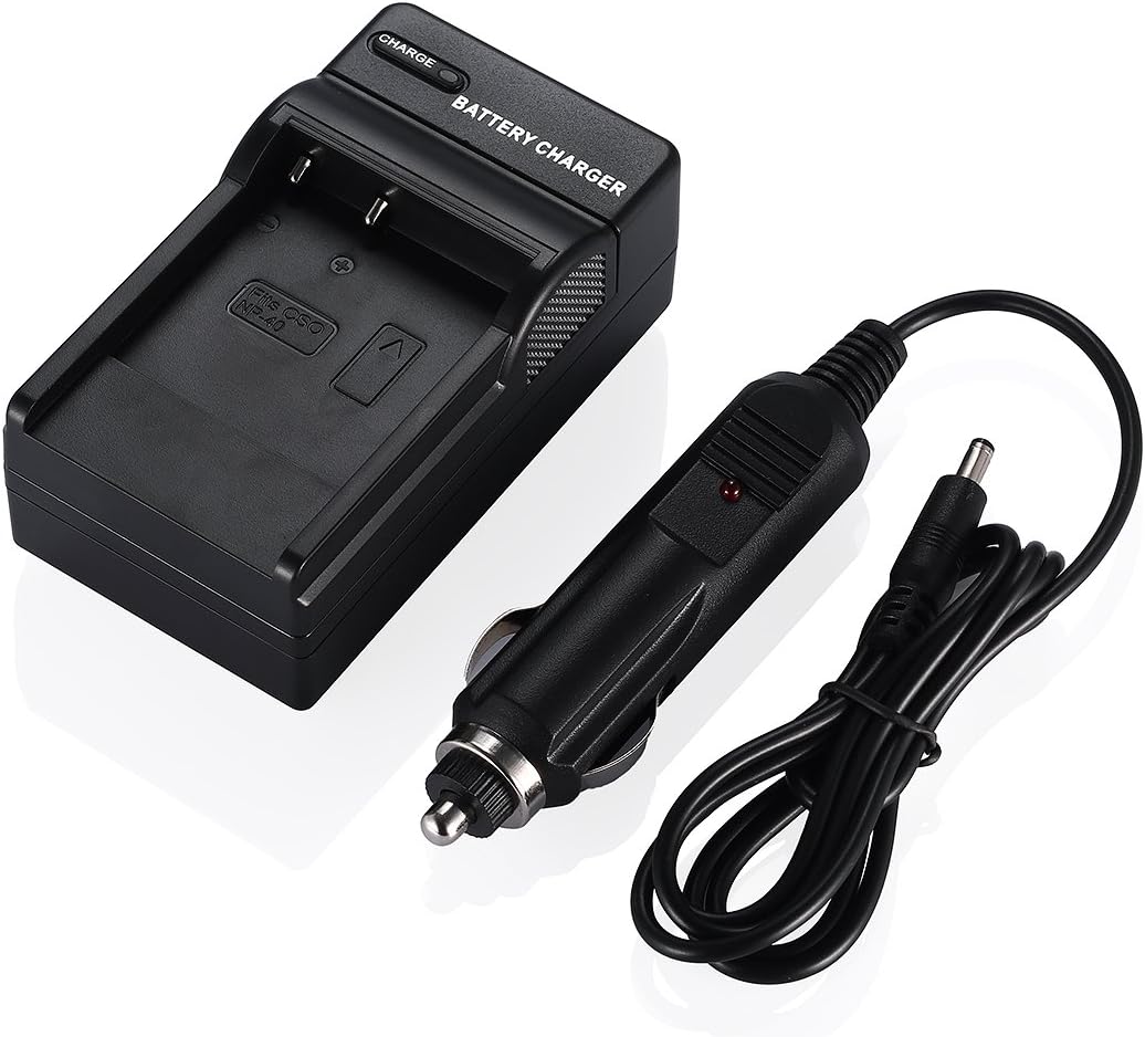 Powerextra 2 x NP-40 Battery and Charger Compatible with Casio NP-40, Casio Exilim EX-Z600, EX-Z750, EX-Z1000, EX-Z1050, EX-Z1080, EX-Z1200, Kodak AZ421(Free Car Charger Available)