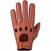 Cognac Sheepskin Leather Driving Gloves for Men (Large)