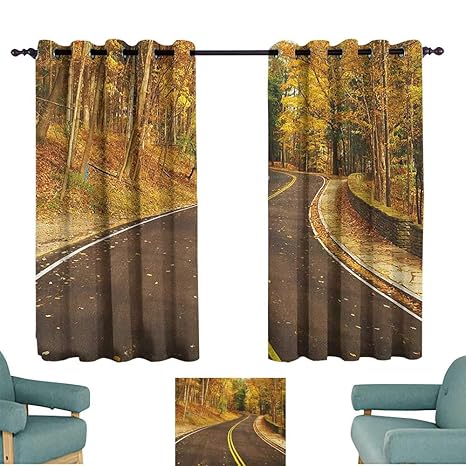 Amazon Com Fall Room Darkening Curtain Autumn Scene With Curvy