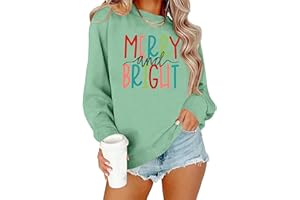 YI XIANG RAN Christmas Sweatshirts for Women Merry Christmas Plaid Pullover Sweatshirts Holiday Vacation Graphic Tees Tops