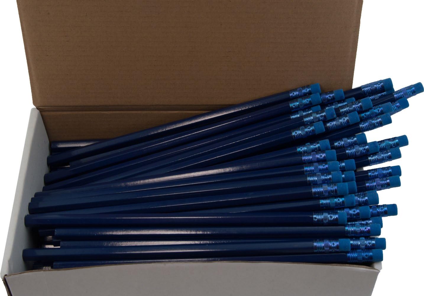 Hex Pencils (Full Size Hex Pencil with #2 Lead Available in a Variety of Colors) (Tested Non Toxic) (Latex Free Eraser) (Classroom Pencils) (Bulk Box of 144) (Royal Blue)