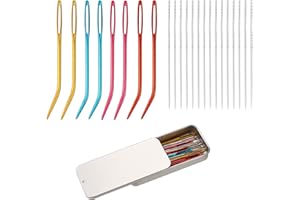 23pcs Large Eye Knitting Tools Set, Including Bent Tapestry Needles & Knurling Yarn Needlepoint Embroidery Needles with Iron 