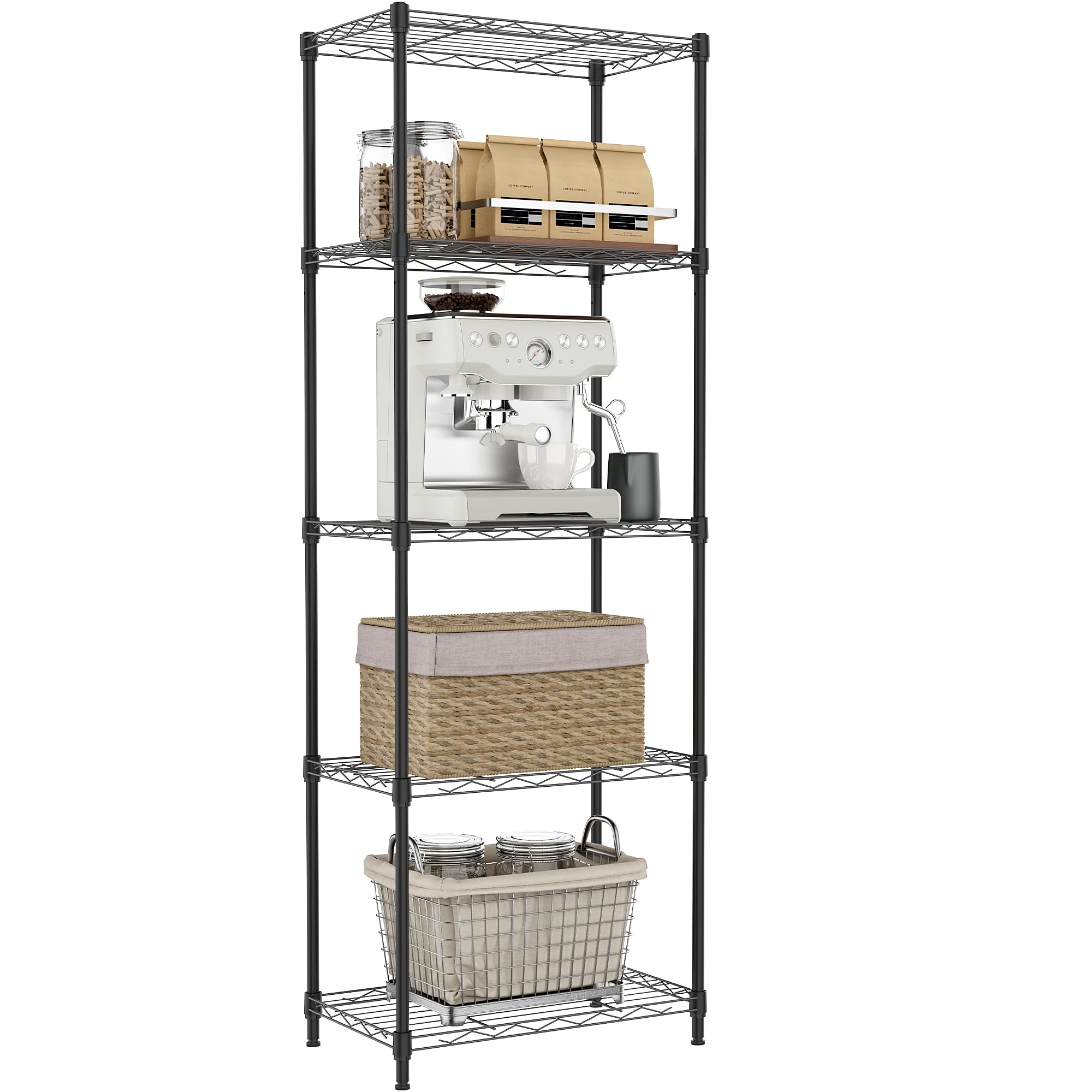 Photo 1 of IZEUK 5 Tier Metal Wire Shelf Unit, Black Storage Rack Organizer for Kitchen, Bedroom, Living Room or Laundry Room, 17.7" W x 11.8" D x 55.0" H