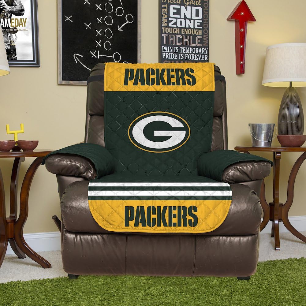 NFL Green Bay Packers Recliner Reversible Furniture Protector with Elastic Straps, 80-inches by 65-inches