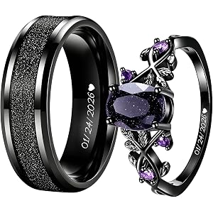 Personalized Promise Rings for Couples Custom Couple Rings His and Hers Wedding Ring Sets 2 PCS Engagement Gift