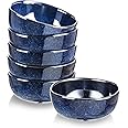 Vicrays Ceramic Cereal Bowls - 26 Ounce Porcelain Soup Salad Rice Dessert Cream Set - Chip Resistant Dishwasher Microwave Safe - Set of 6 (Blue)