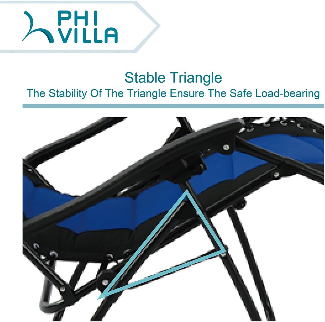 PHI VILLA Padded Zero Gravity Lounge Chair Patio Foldable Adjustable Reclining with Cup Holder for Outdoor Yard Porch Blue : Garden & Outdoor