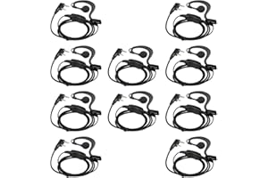 Retevis Case of 10, Two Way Radio Earpiece with Mic Single Wire Earhook Headset for RT22 RT21 RT68 RT68H H777 H777H RT86A RT86S, Compatible with Pxton Baofeng BF-888S BF-T26 Kenwood Walkie Talkies