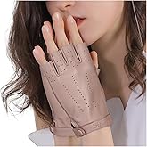 GSG Women Fingerless Leather Gloves - Driving Motorcycle Biker Gloves - Unlined Half Finger
