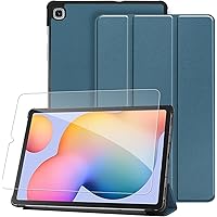 GOZOPO Case for Samsung Galaxy Tab S6 Lite 10.4 Inch Tablet, with Screen Protector, Auto Wake/Sleep, Tablet Cover (Dark Green