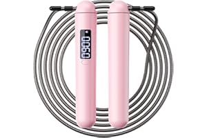 ACHDOFITS Smart Jump Rope – Customisable Calorie, Count and Time Settings Jump Ropes, Adjustable Steel Wire Skipping Rope with LED Display, for Men Women Fitness and Workout