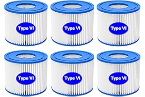 Hihoelar Pool Filter Cartridge Size VI for Bestway, Lay-Z-Spa, Coleman SaluSpa 90352E 58323, 6 Pack