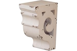 SOFE Corbels for Shelves Shabby Chic White Wood Corbels, Decorative Shelf Brackets Rustic Shelf Farmhouse Decor Distressed Vintage Small Floating Shelves for Wall, Living Room, Retro Wood Bookend