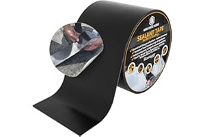 Hanse Syntec Systems HSS Sealant Tape with MicroSealant - Waterproof Commercial Roofing Tape for Roof and RV Repair - UV- & Weatherproof (Black, 4 inch x 50 feet)