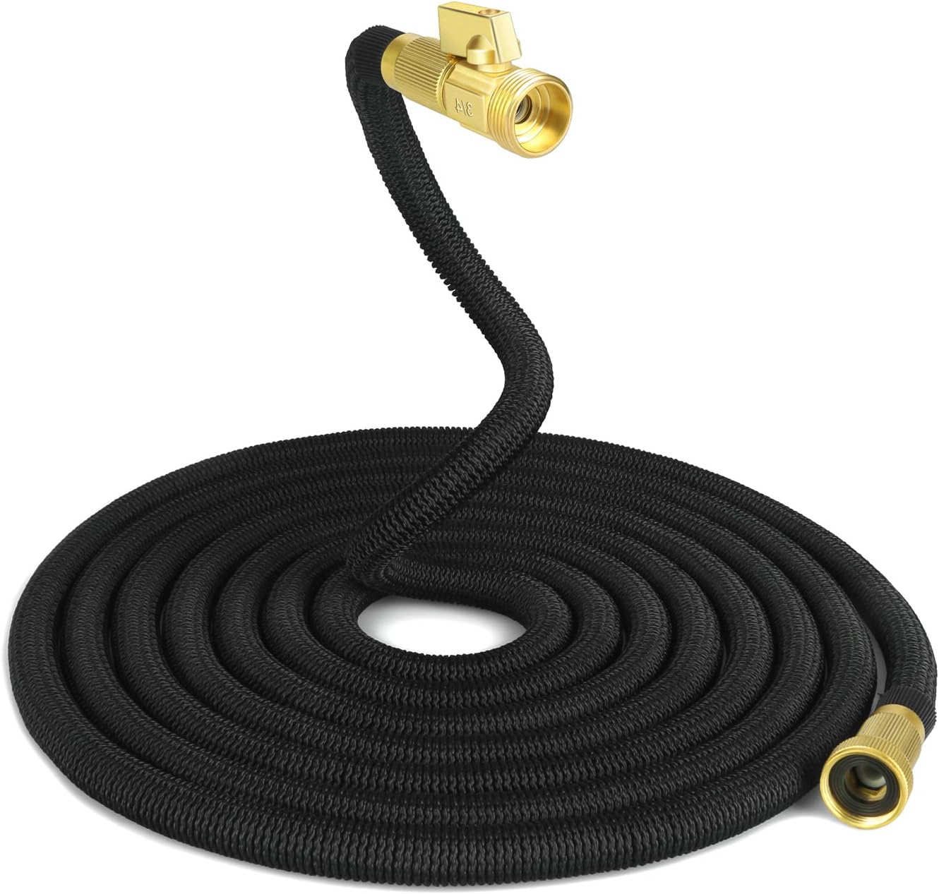 IPSXP Garden Hose, 50ft 15M Expandable Water Hose with Durable Double Latex Core, 3/4 Inch Solid Brass Connector, Best Abrasion Resistance High-Pressure Resistance for Car, Pet, Flower, Plant