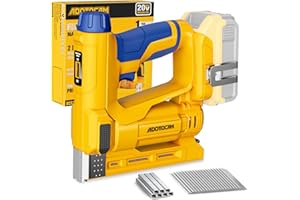 ADOTOCAM 18GA Nail Gun for Dewalt 20V Battery (Tool Only), 2 in 1 Cordless Brad Nailer/T50 Crown Stapler, Nail Gun Battery Powered with 2,000PCS Staples and Nails for Upholstery & Family DIY