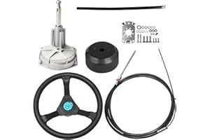 JNDO 10/12/13/14/15FT Boat Steering Cable Kit Outboard Steering Cable Boat Steering System Kit with 12.5 Inch Wheel Rotary Helm