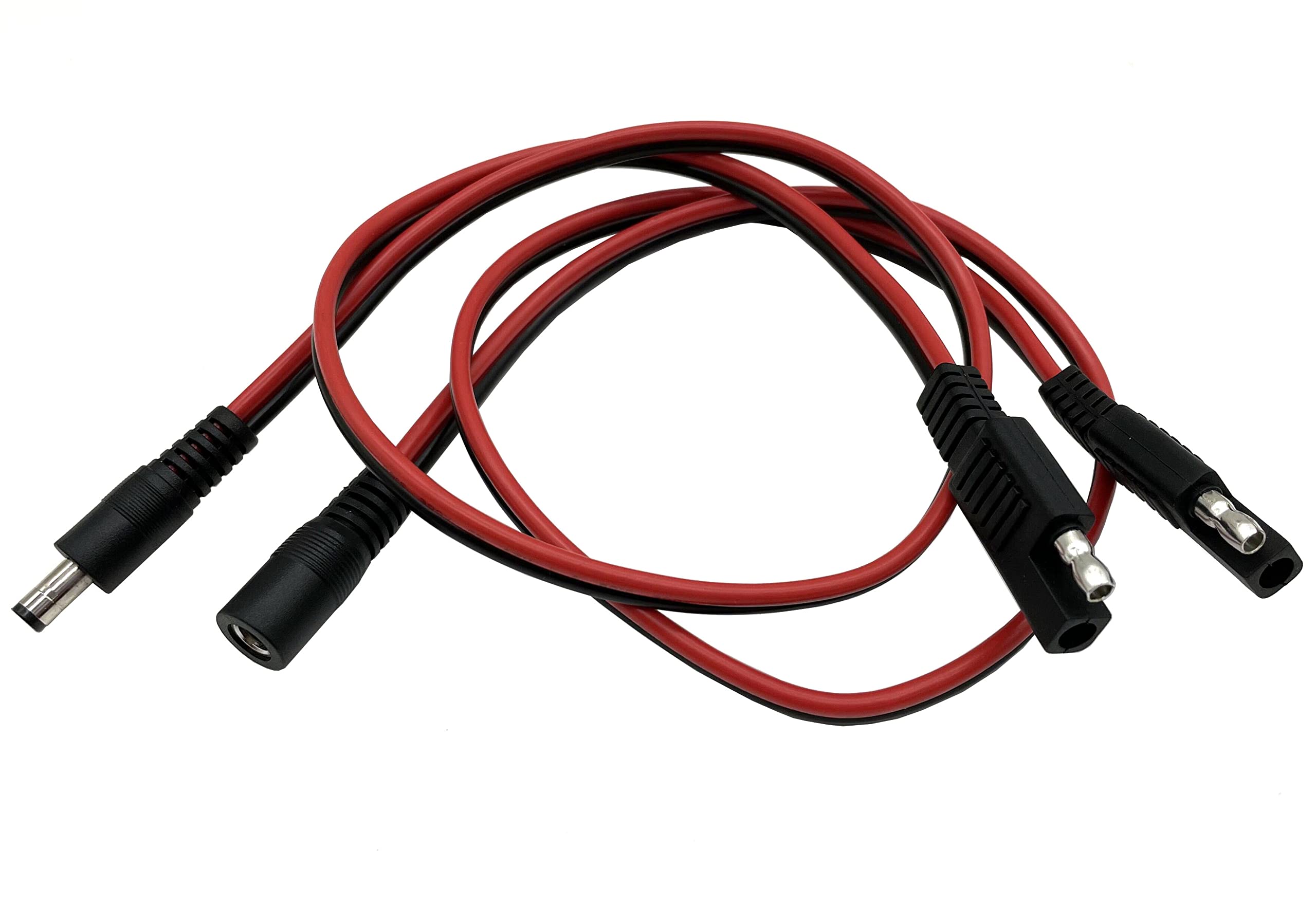 Halokny DC to SAE Connectors Cable 1-Set SAE Plug to DC 5.5mm x 2.1mm Male Female Cables for Automotive RV Solar Panel 14AWG(2Ft/60CM)