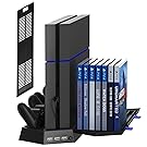 Kootek Vertical Stand for PS4 Slim / Regular PlayStation 4 Cooling Fan Controller Charging Station with Game Storage and Dualshock Charger ( Not for PS4 Pro )