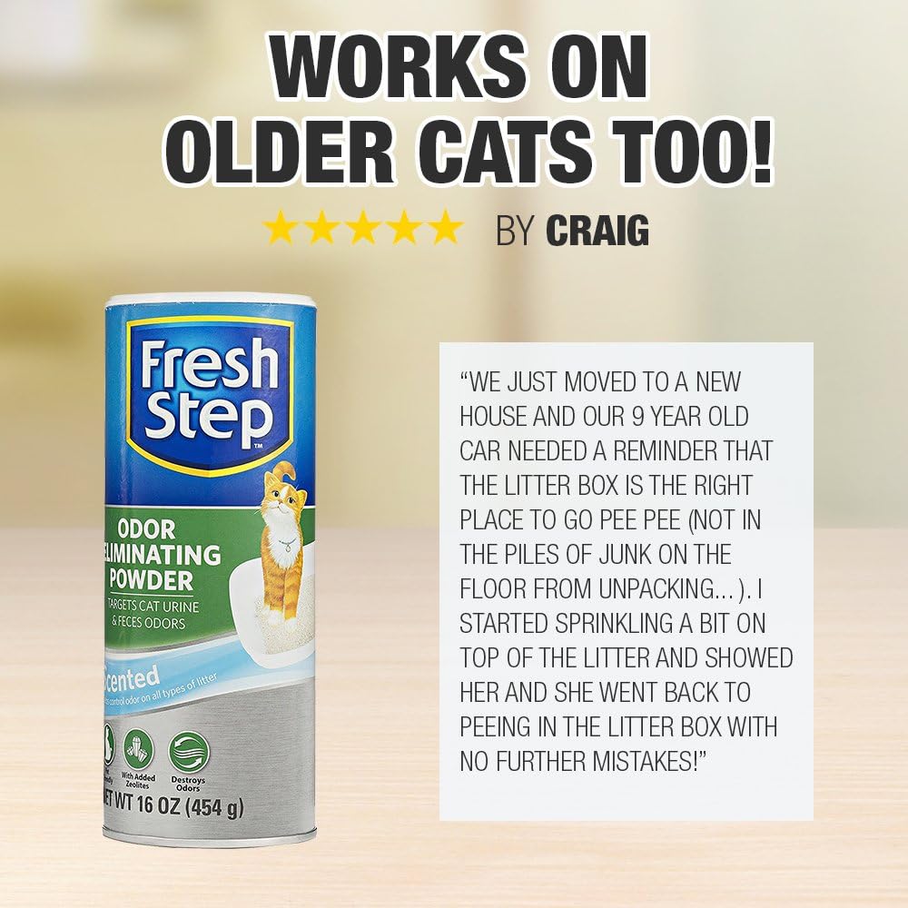 Fresh Step Cat Litter Box Odor Eliminating Powder | Cat Deodorizer For Litter Box, 16 Ounces: Pet Supplies