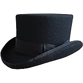 Black Wool Felt Low Short Top Hat Victorian Topper Hats for Women Men