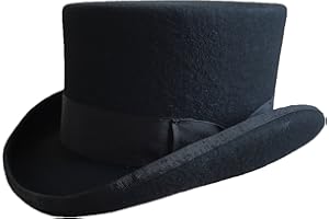 Hanshow Classic Black Wool Felt Steampunk Low Short Top Hat 4 1/2" Crown