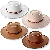 JaGely Felt Hats for Women Wide Brim Felt with Belt Buckle Vintage Panama Boho Jazz Hat for Burning Wedding Tea Party