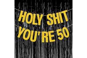 Yasmart Life 50th Birthday Decorations Banner for Women Men Pre-Strung Gold Glitter Birthday Decoration Sign Funny 50th Bday Supplies Banner