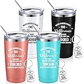 Sieral 4 Sets Christmas Employee Appreciation Gifts Bulk for Coworker Thank You Supplies Inspirational You Are Awesome Tumbler 20 oz Stainless Steel Wine Cup with Keychain for Women Men (Multicolor)