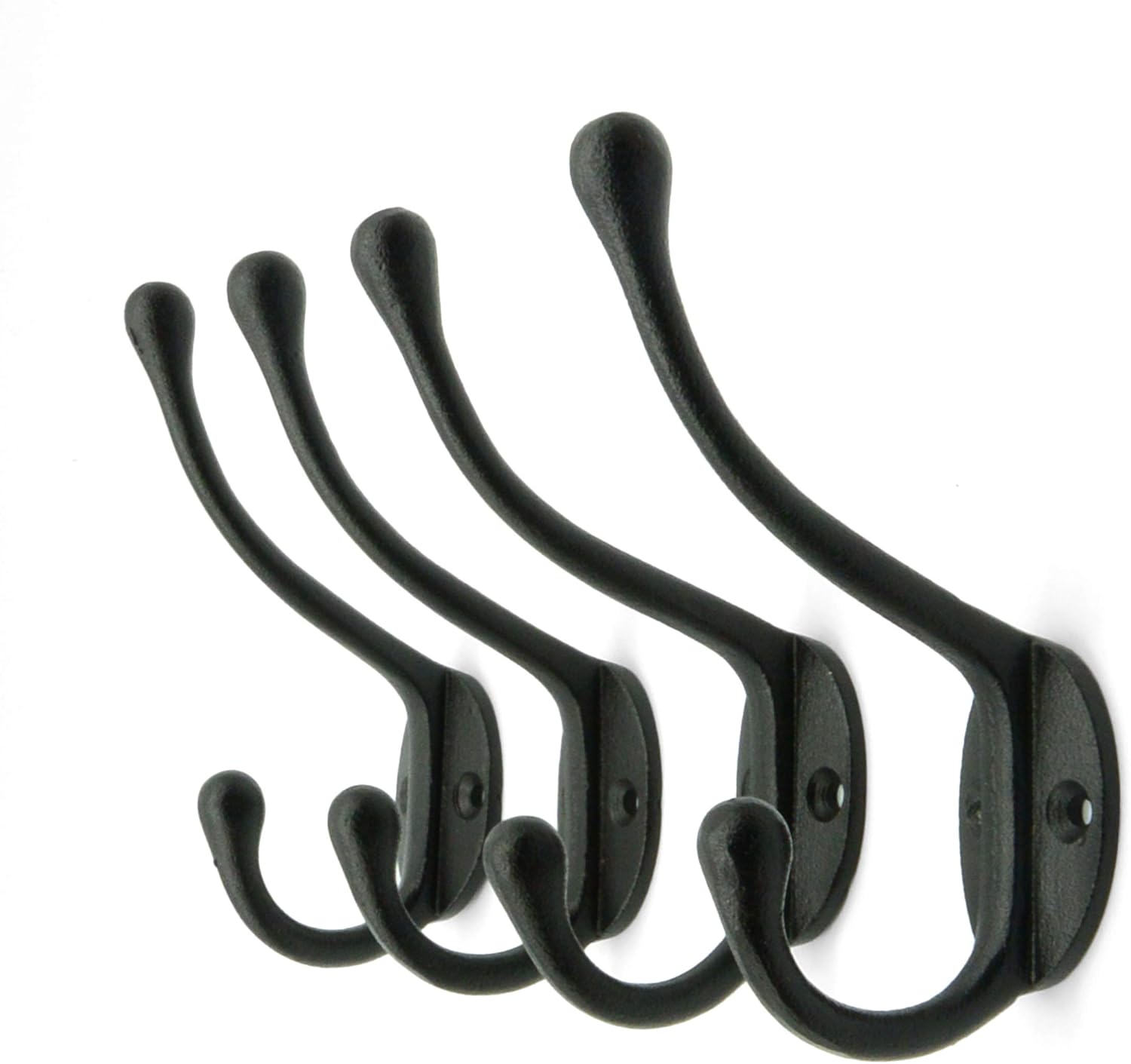 Vintage Cast Iron Wall Hooks (Black Texture Finish, Set of