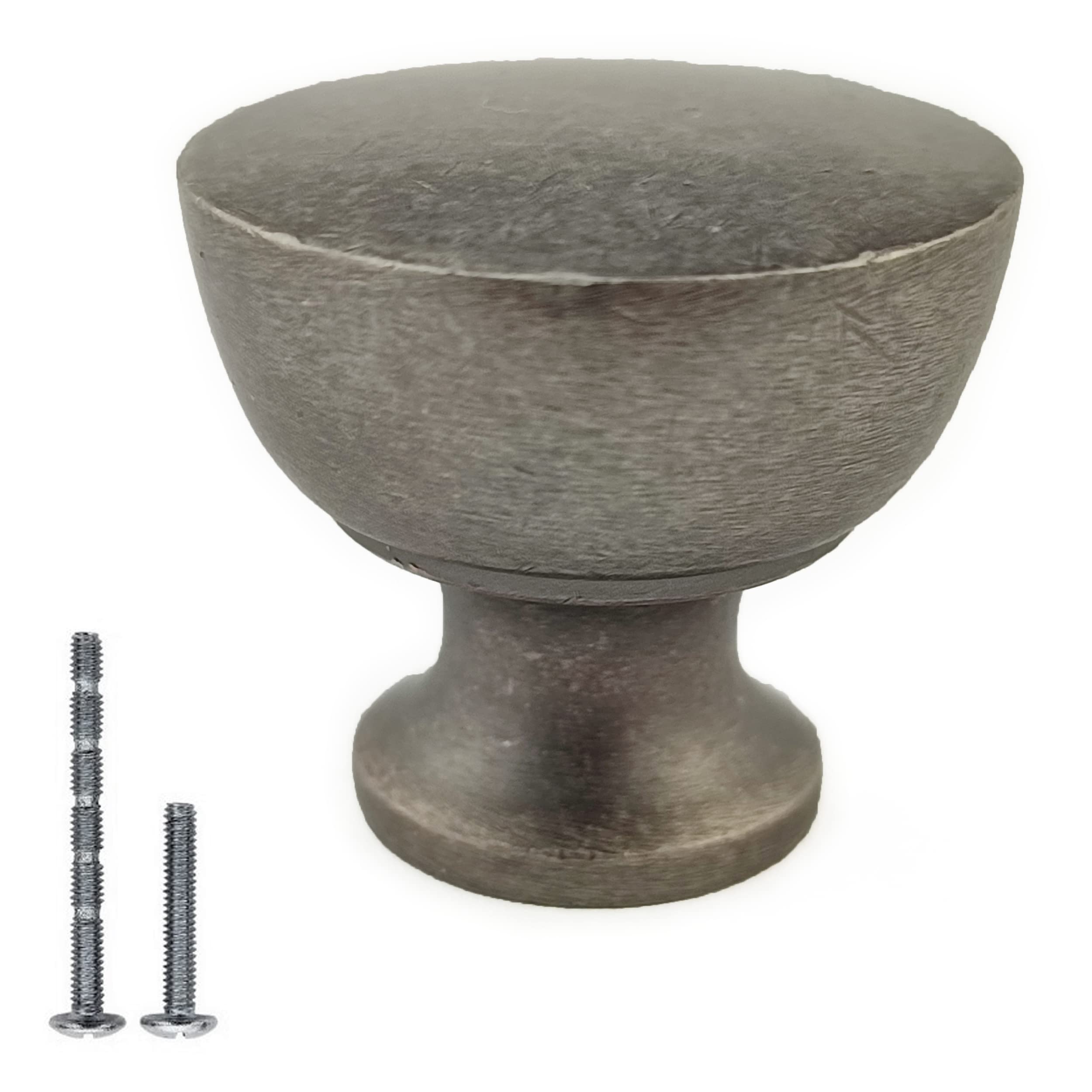 French Furniture Fittings Athena Kitchen Cabinet Knob Set of 6 Robust 32mm Round Pewter Finish, Traditional Style, Easy Install Screws Included, Perfect for Drawers, Wardrobes & Cupboards