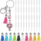 Xosjska 40pcs Metal Sliver Blank Keychains Bars Blank-Beadable Keychain-Bars Bulk Beadable Keychain Bars Beads DI- Blank Metal Keychains for Pendant DIY Crafts Jewelry Making, Easy to Detachable