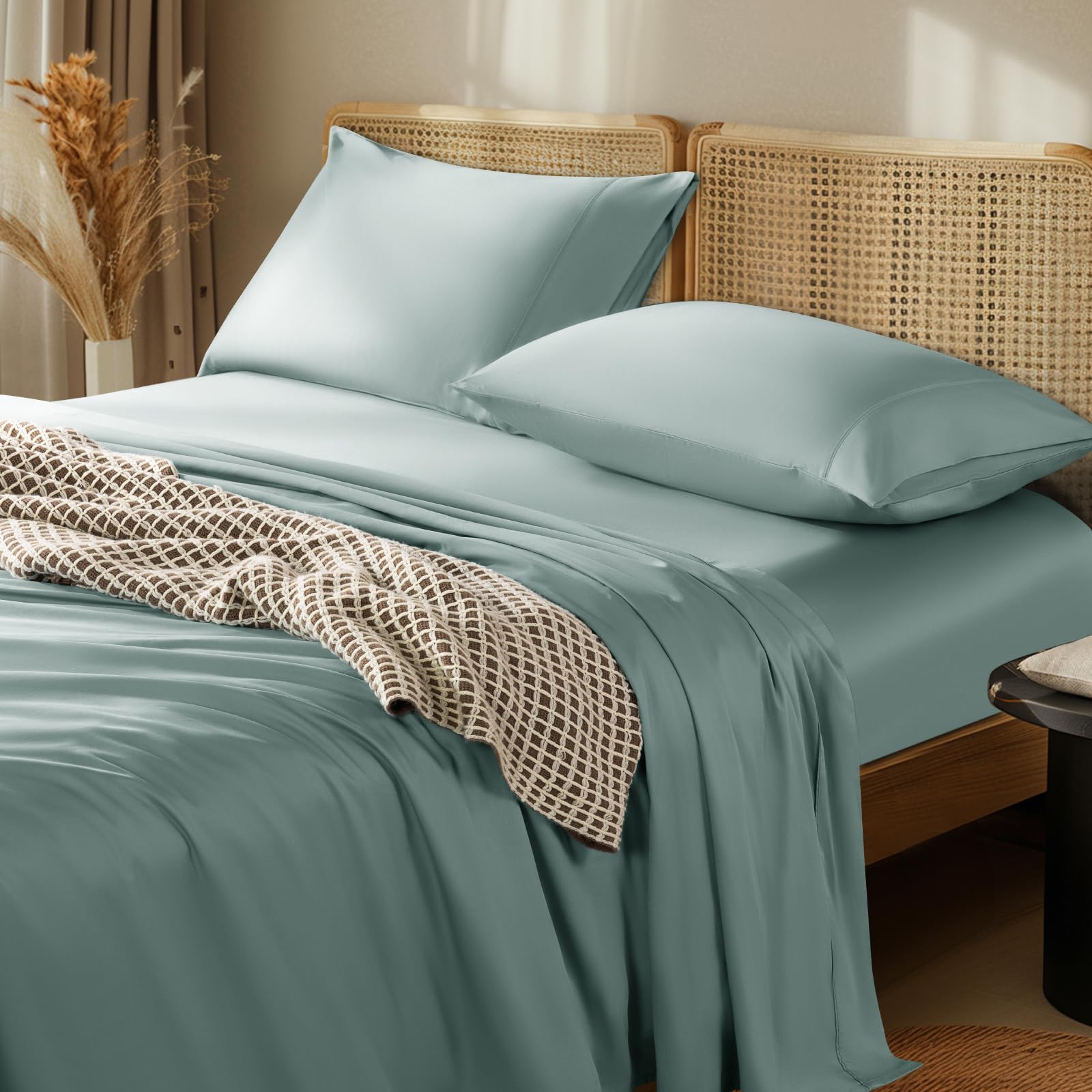 Photo 1 of LBRO2M 1000 Thread Count 100% Egyptian Cotton Sheets Set Full Size, 4 Piece Sets Bed Sheet Deep Pocket Sheet Set 16" Soft Comfortable All Season (Full, Sage Green)